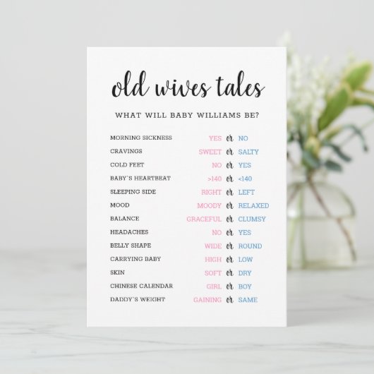 Oude vrouwen Tales Geslacht onthullen Baby shower  Kaart (Staand voorkant)