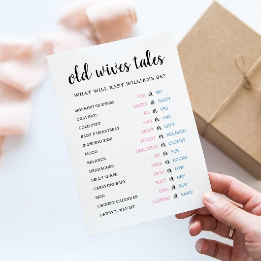 Oude vrouwen Tales Geslacht onthullen Baby shower  Kaart