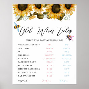 Oude vrouwen Tales Roze Blauw Bumblebee Sign Poster