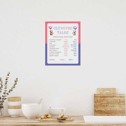 Oude vrouwen Tales TeddyBear Geslacht Onthullen Pa Poster (Keuken)