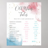 Oude vrouwen tonen roze blauwe Waterverf plastic t Poster (Voorkant)