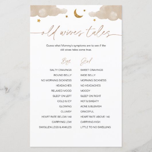 Oude vrouwen Twinkle Star Baby shower Game (Voorkant)