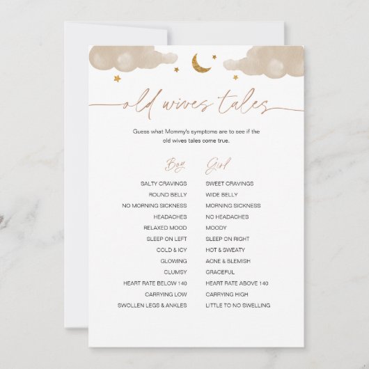 Oude vrouwen Twinkle Star Baby shower Game Kaart (Voorkant)