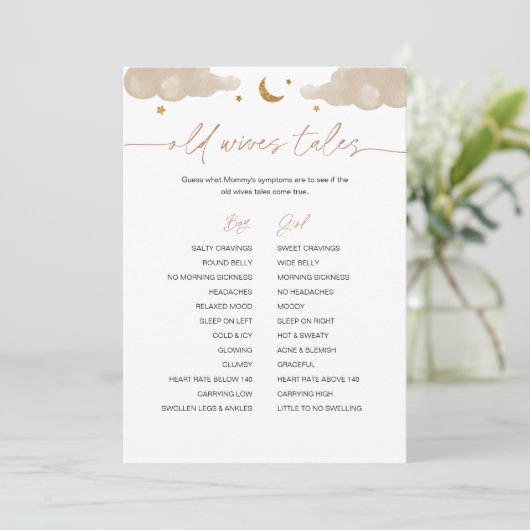 Oude vrouwen Twinkle Star Baby shower Game Kaart (Staand voorkant)
