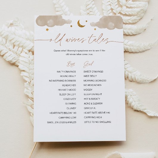 Oude vrouwen Twinkle Star Baby shower Game Kaart