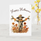 Oude Vrouwenskelet Halloween Pompoenveld Kaart (Gele Bloem)