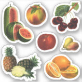 Oude vruchten, watermeloen, ananas, kersen sticker (Voorkant)