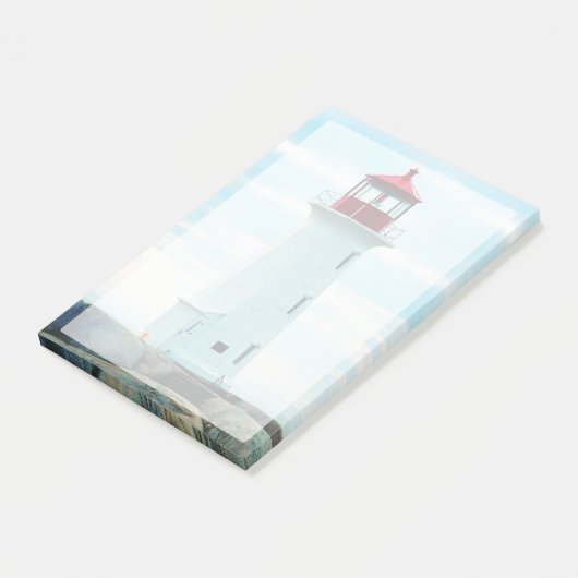 Oude vuurtoren, blauwe zee, maritiem, autisch post-it® notes (Schuin)