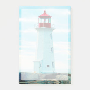 Oude vuurtoren, blauwe zee, maritiem, autisch post-it® notes