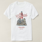 Oude Vuurtoren en Kustdorp Grafisch Ontwerp T-shirt (Design voorkant)