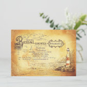 Oude  vuurtoren nautisch vrijgezellenfeest kaart (Staand voorkant)