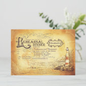 Oude  vuurtoren nautische repetitie diner kaart (Staand voorkant)