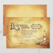 Oude  vuurtoren nautische repetitie diner kaart (Voorkant / Achterkant)