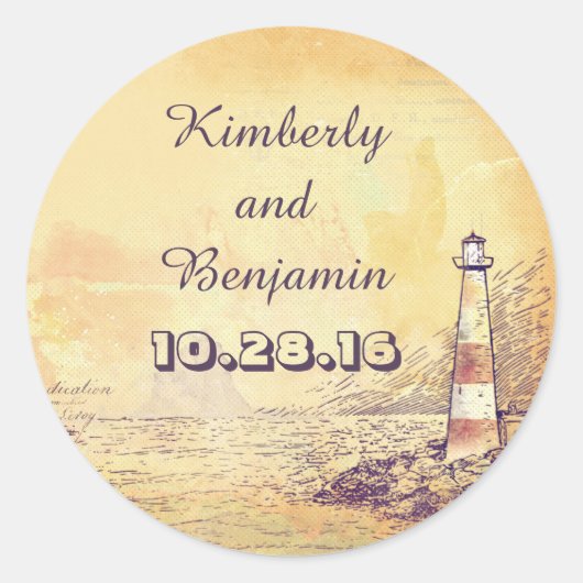Oude Vuurtoren Nautische Seal Ronde Sticker (Voorkant)