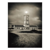 Oude vuurtoren op een storm nacht foto afdruk (Voorkant)