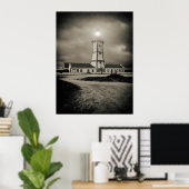 Oude vuurtoren op een storm nacht poster (Thuiskantoor)