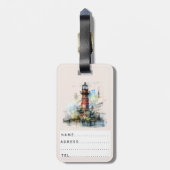 Oude vuurtoren schets save the date uniek bagagelabel (Achterkant verticaal)