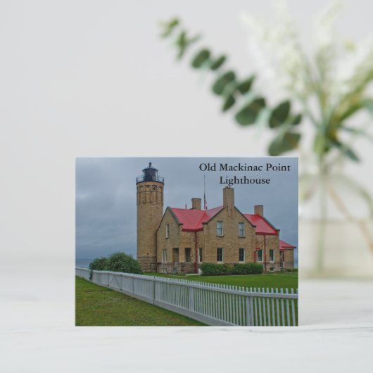 Oude vuurtoren van Mackinac Point Briefkaart (Staand voorkant)