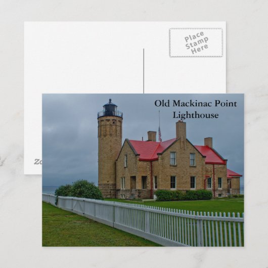 Oude vuurtoren van Mackinac Point Briefkaart (Voorkant / Achterkant)