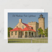 Oude vuurtoren van Mackinac Point Briefkaart (Voorkant / Achterkant)