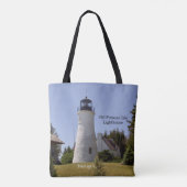 Oude vuurtoren van Presque Isle over de hele canva Tote Bag (Achterkant)