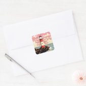 Oude Vuurtoren Vierkante Sticker (Envelop)