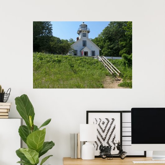 Oude vuurtoren voor Mission Point Poster (Thuiskantoor)