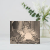 Oude waarzegster met kristallen bol Sepia Briefkaart (Staand voorkant)