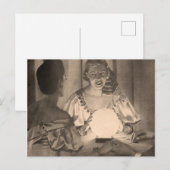 Oude waarzegster met kristallen bol Sepia Briefkaart (Voorkant / Achterkant)