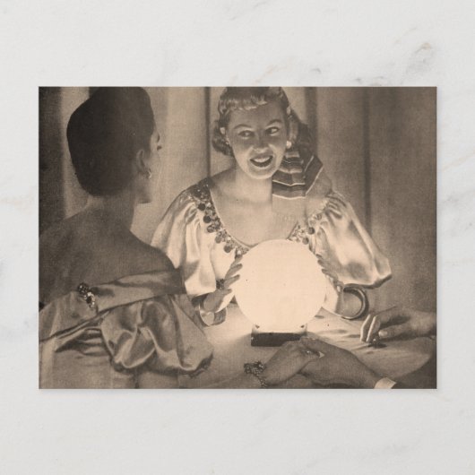 Oude waarzegster met kristallen bol Sepia Briefkaart (Voorkant)
