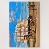 Oude wagen en wolbalen, Barellan, Australië Legpuzzel (Verticaal)