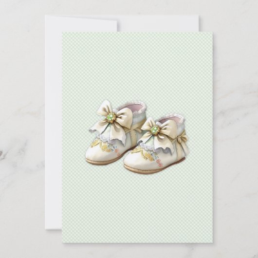 Oude Wagen Ivoor Mint Goud Rozen Gingham Kaart (Achterkant)