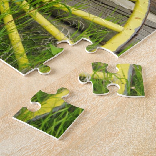 Oude wagon in een oude goudstad legpuzzel (Zijkant)