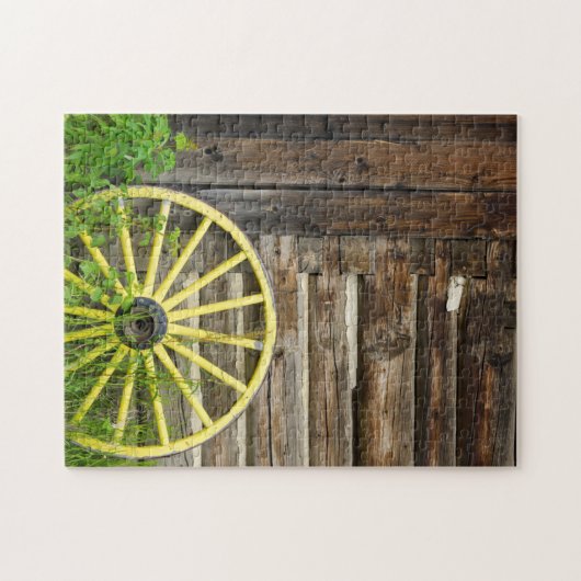 Oude wagon in een oude goudstad legpuzzel (Horizontaal)