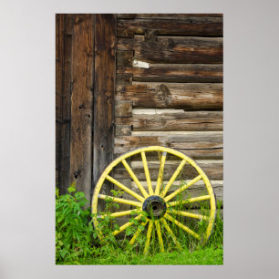 Oude wagon in een oude goudstad poster
