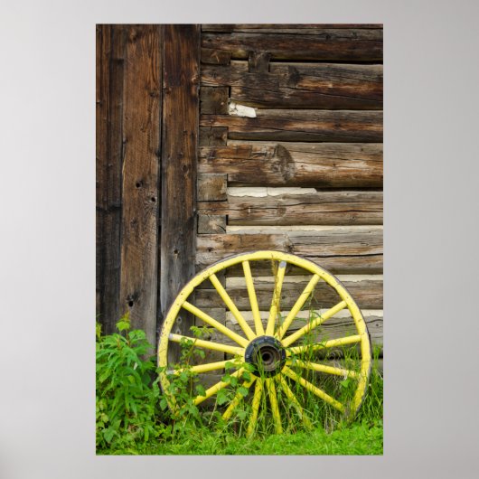 Oude wagon in een oude goudstad poster (Voorkant)