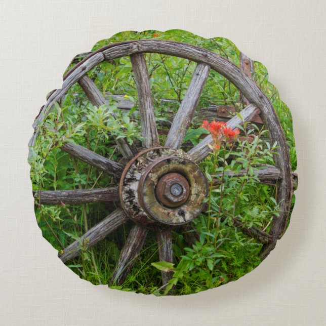 Oude wagon in oude gouden stad 3 rond kussen (Voorkant)