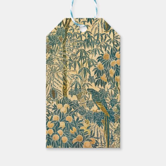 Oude Walter Crane Ara- en citrusvruchtkunst Cadeaulabel (Voorkant)