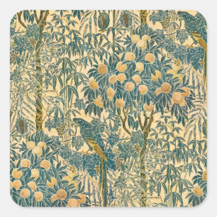 Oude Walter Crane Ara- en citrusvruchtkunst Vierkante Sticker