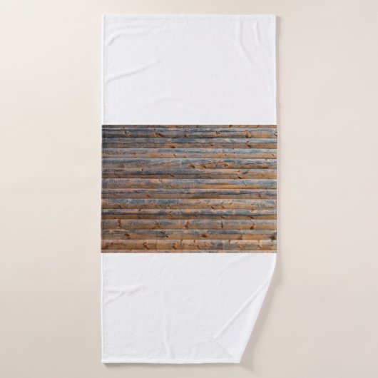 Oude wand van houten planken met scheuren. Beam ge Badhanddoek (Badhanddoek)