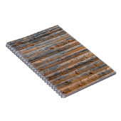 Oude wand van houten planken met scheuren. Beam ge Notitieboek (Rechterzijde)