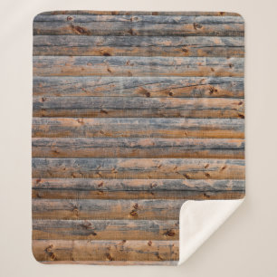 Oude wand van houten planken met scheuren. Beam ge Sherpa Deken