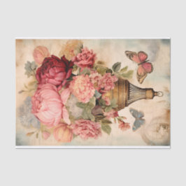 Oude warme luchtballon met bloemen tissuepapier