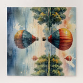 Oude warmluchtballonnen met waterreflecties legpuzzel (Horizontaal)