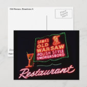 Oude Warschau, Broadview Il. Neon Sign., Postkaart (Voorkant / Achterkant)