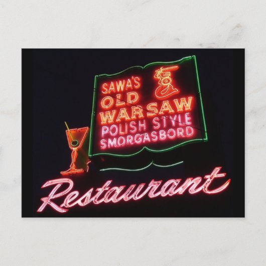 Oude Warschau, Broadview Il. Neon Sign., Postkaart (Voorkant)