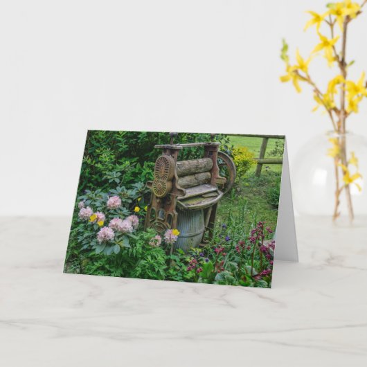 Oude wasmangel idyllische tuin bloementuin kaart (Gele Bloem)