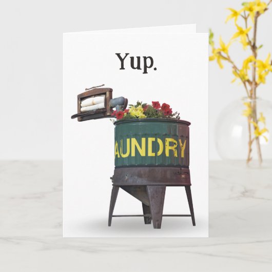 Oude Wasserij Tub Verjaardag Humor Kaart (Gele Bloem)