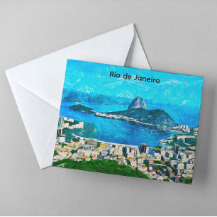 Oude watercolor tekening van Rio de Janeiro Briefkaart