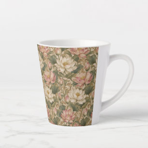 Oude Waterlotus Botanische Bloempatroon Latte Mok